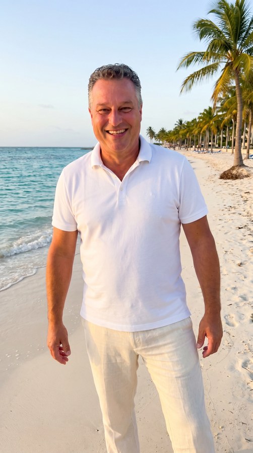 Caribisch strand, crème linnen (a)