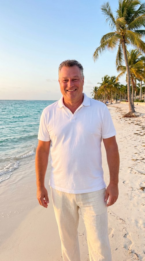 Caribisch strand, crème linnen (b)