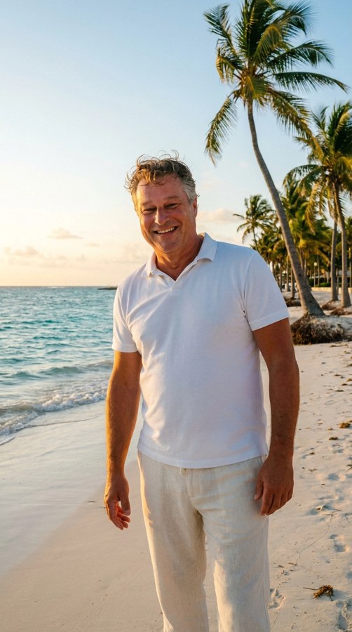 Caribisch strand, crème linnen (c)